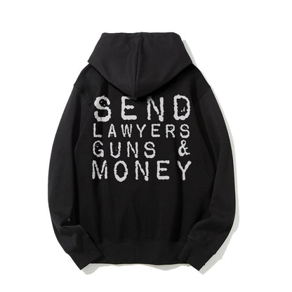Send Lawyers Guns And Money Printed Back Unisex Cotton Hoodie