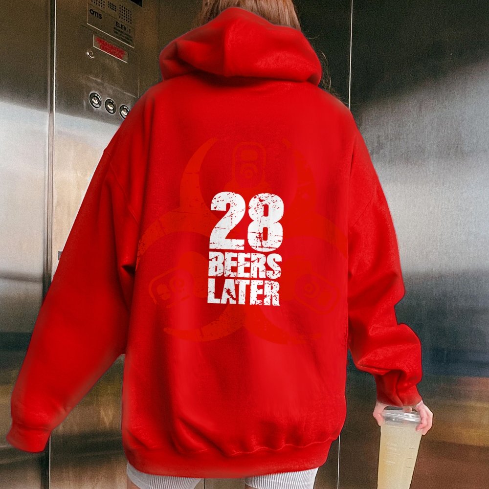 28 beers later Printed Back Unisex Cotton Hoodie