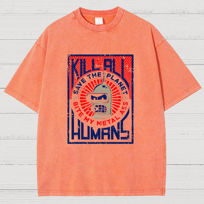 Save The Earth And Kill All Humans Nerdy Vintage Distressed T-shirt