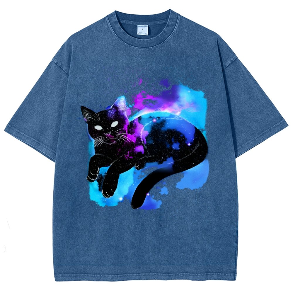 Space Cat Vintage Distressed T-shirt