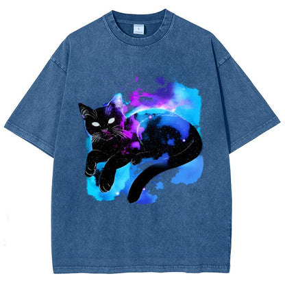 Space Cat Vintage Distressed T-shirt