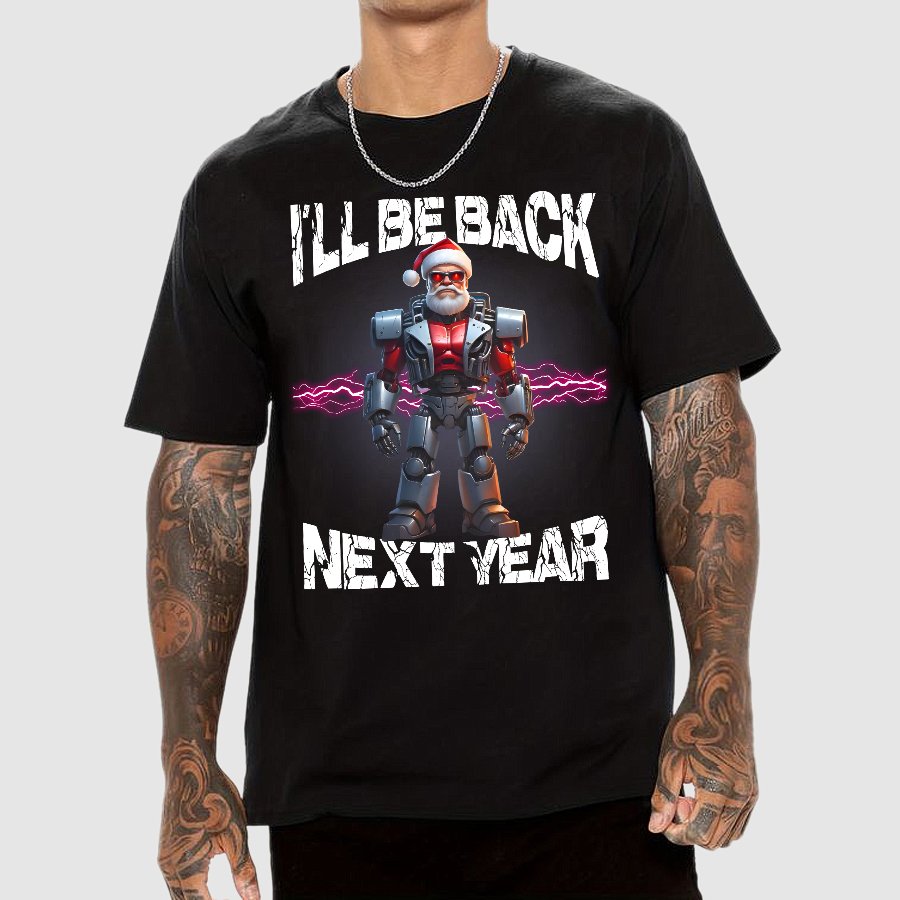 I'll Be Back Futuristic Santa Robot Geek T-Shirt