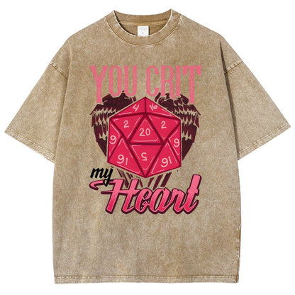 You Crit My Heart Fun Board Game Valentine's Day Nerd Vintage Distressed T-shirt