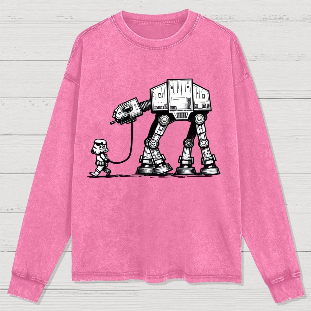 Tech Robot Dog - Galactic Battles Washed Long Sleeve Tee