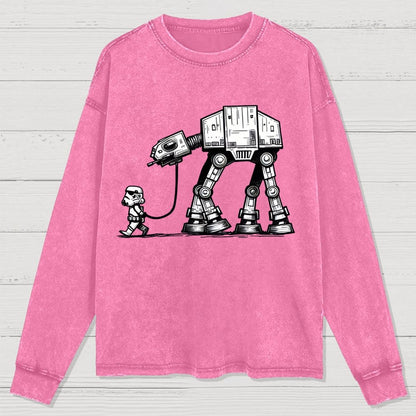 Tech Robot Dog - Galactic Battles Washed Long Sleeve Tee