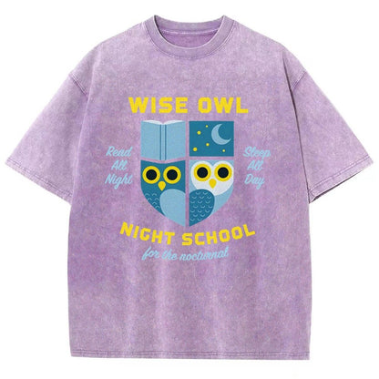 Wise Owl Night School Vintage Distressed T-shirt