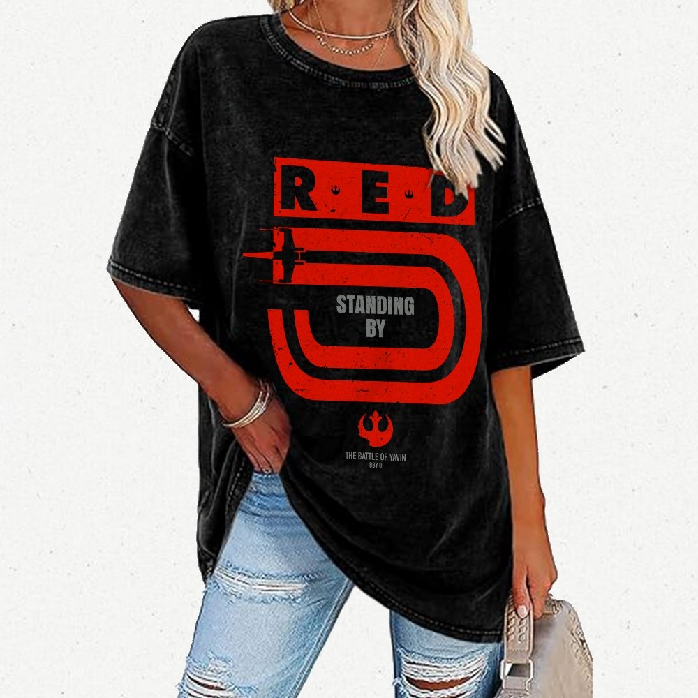 Red Star Standing By Vintage Distressed T-shirt