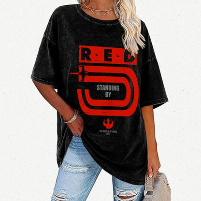 Red Star Standing By Vintage Distressed T-shirt