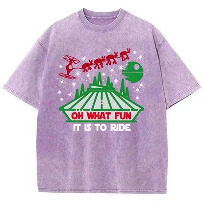 Oh！What Fun It Is To Ride Christmas Vintage Distressed T-shirt