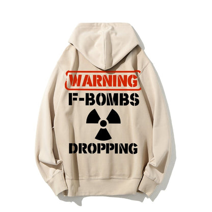 Warning F-Bombs Dropping Printed Back Unisex Cotton Hoodie