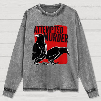 Attempted Murder Crow Washed Long Sleeve Tee