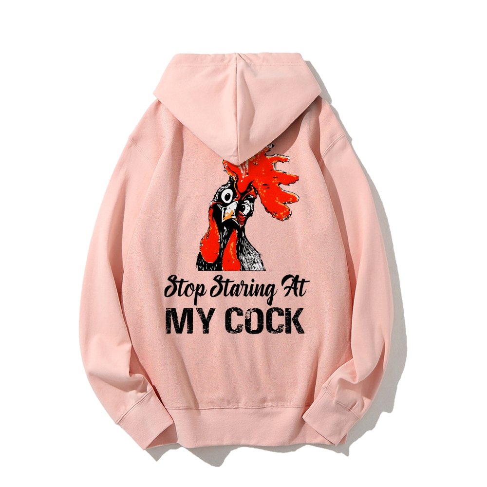 Stop Staring at My Cock Printed Back Unisex Cotton Hoodie