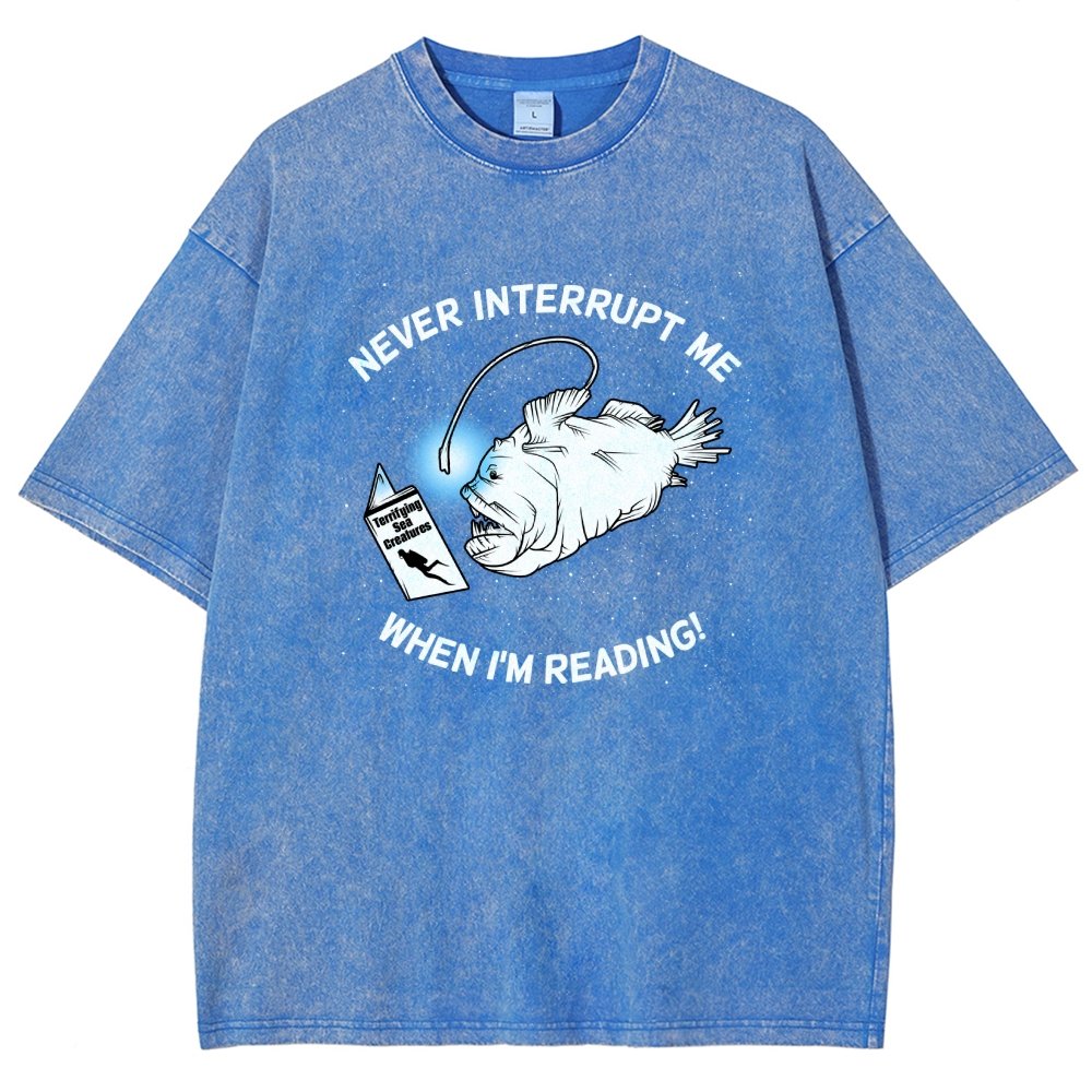 Angler Fish Reading Vintage Distressed T-shirt