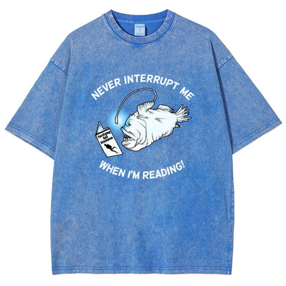 Angler Fish Reading Vintage Distressed T-shirt