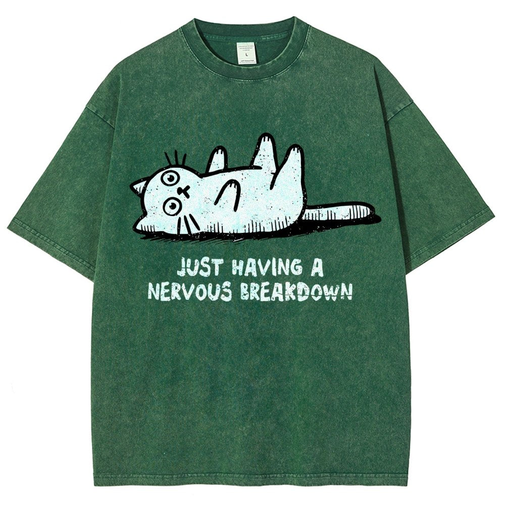 Nervous Breakdown Cat Vintage Distressed T-shirt