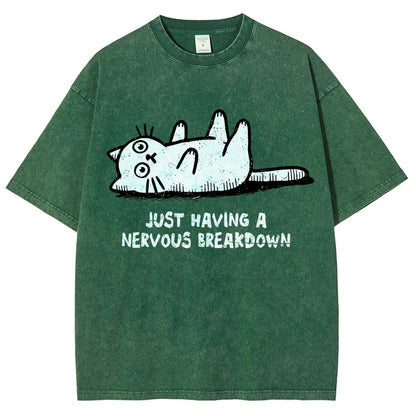 Nervous Breakdown Cat Vintage Distressed T-shirt