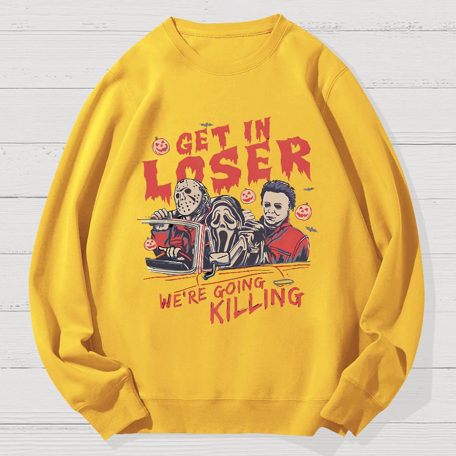 Get In Loser Halloween Geek Cotton Sweatshirt