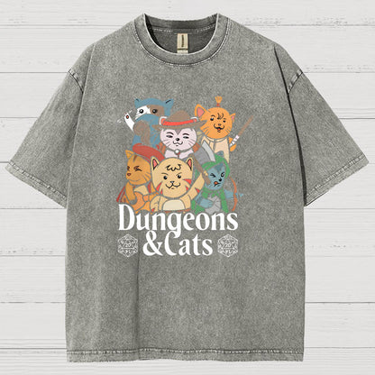 Dungeons and Cats Vintage Distressed T-shirt