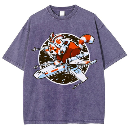 Red panda Standing By Vintage Distressed T-shirt