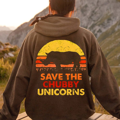 Save The Chubby Unicorns  Printed Back Unisex Cotton Hoodie
