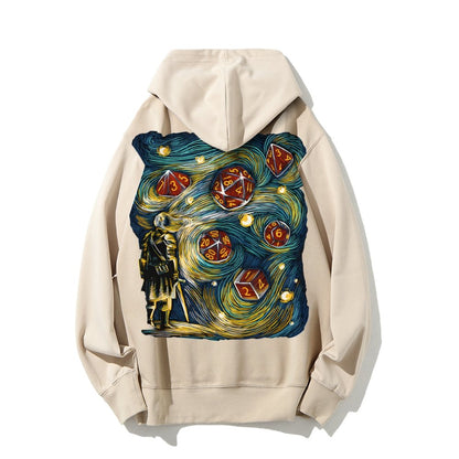 Starry Dice Printed Back Cotton Hoodie