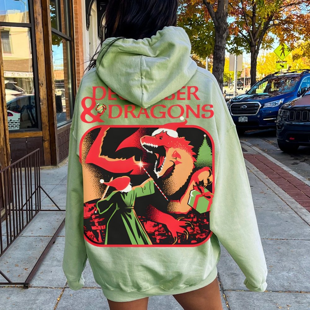 December & Dragons Printed Back Cotton Hoodie