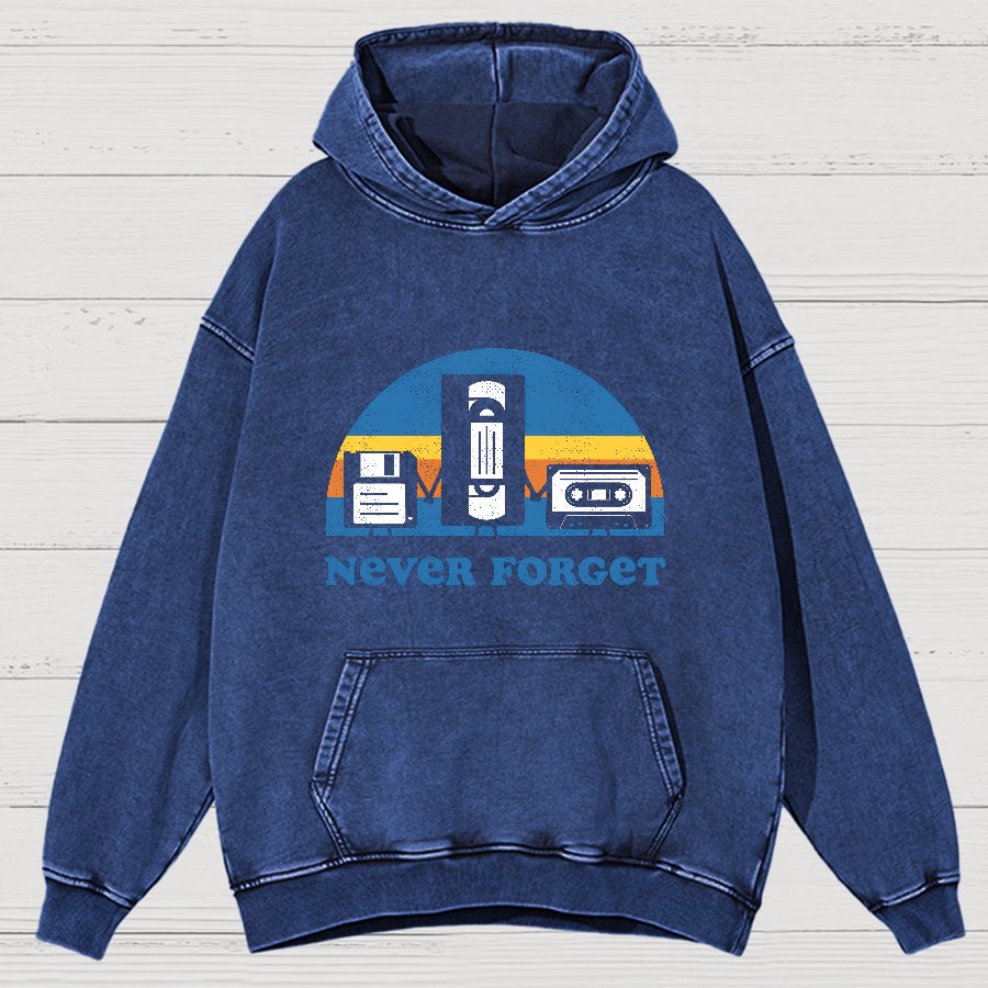 Never Forget Geeky Vintage Distressed Hoodie