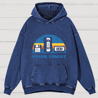 Never Forget Geeky Vintage Distressed Hoodie