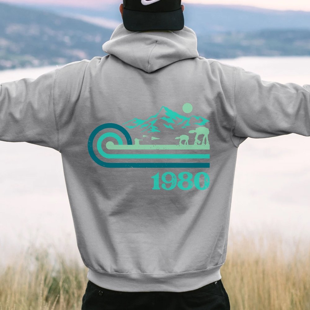 Retro Vintage Base Printed Back Unisex Cotton Hoodie