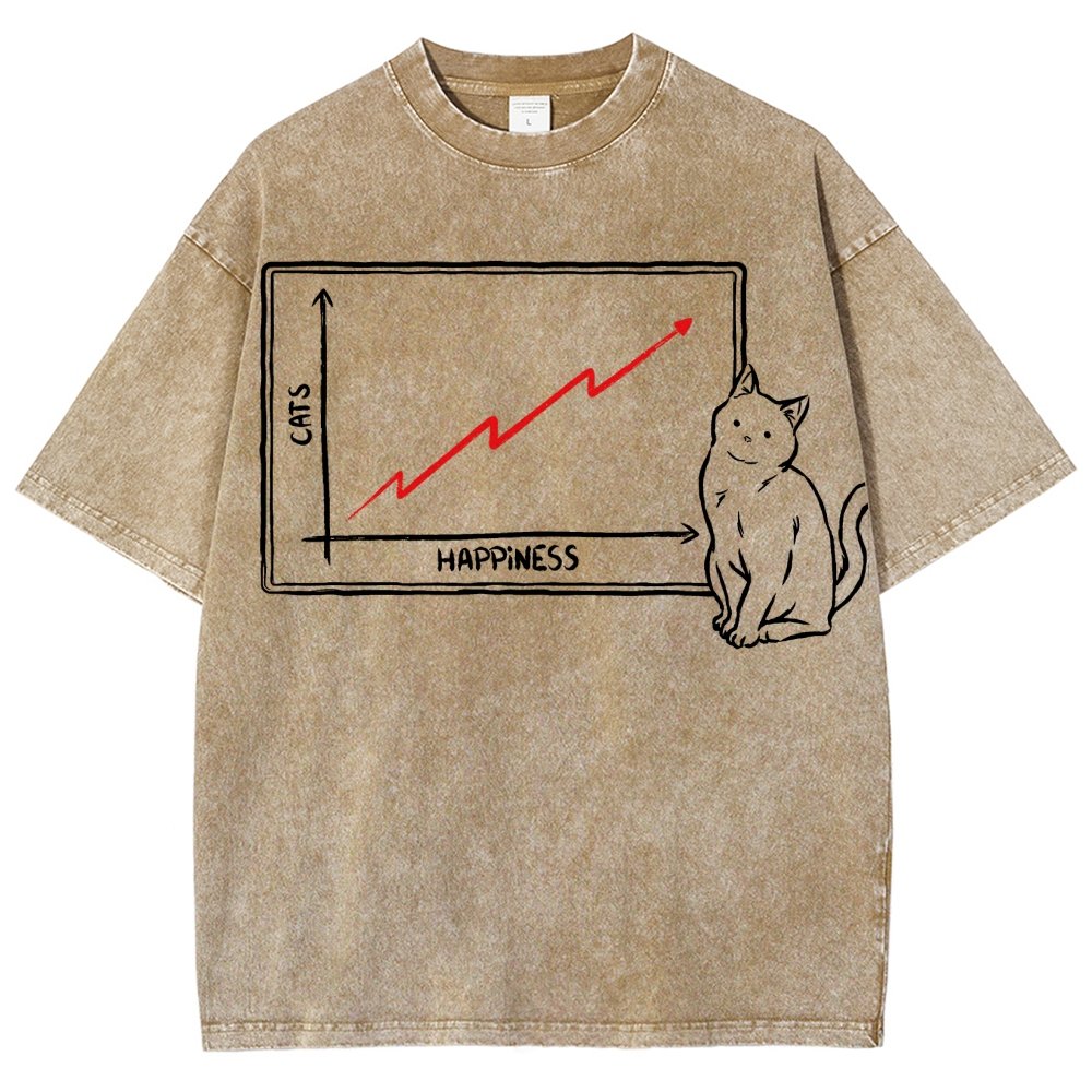 Happiness and Cats Graph Vintage Distressed T-shirt