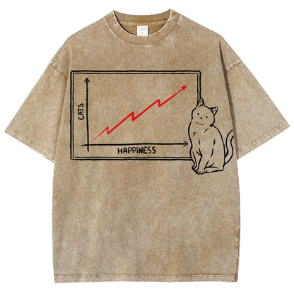 Happiness and Cats Graph Vintage Distressed T-shirt