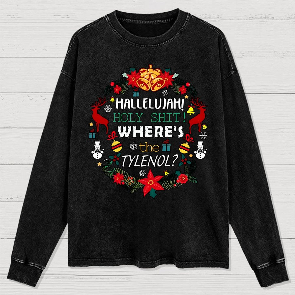 Where's The Tylenol Christmas. Autism Awareness Washed Long Sleeve Tee