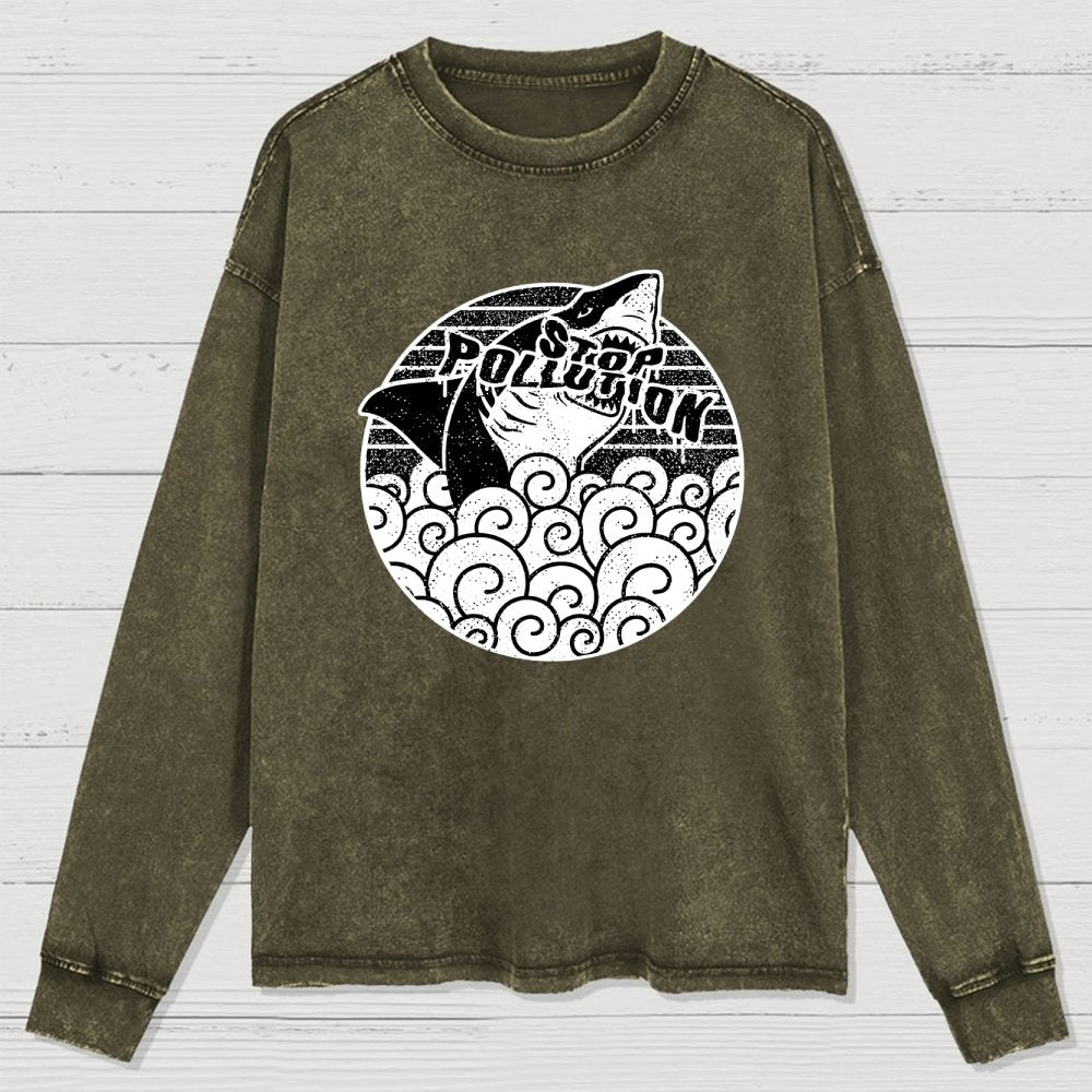 Stop pollution Washed Long Sleeve Tee