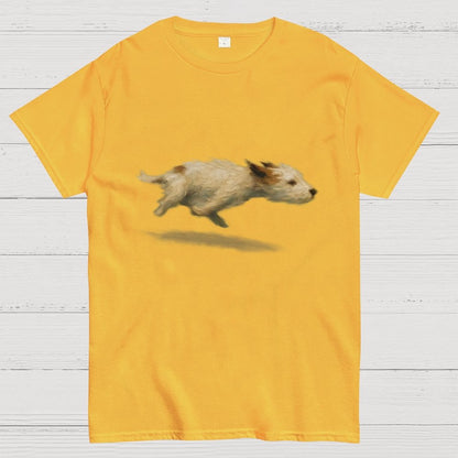 Funny Cute Running Dog Art Print Geek T-Shirt