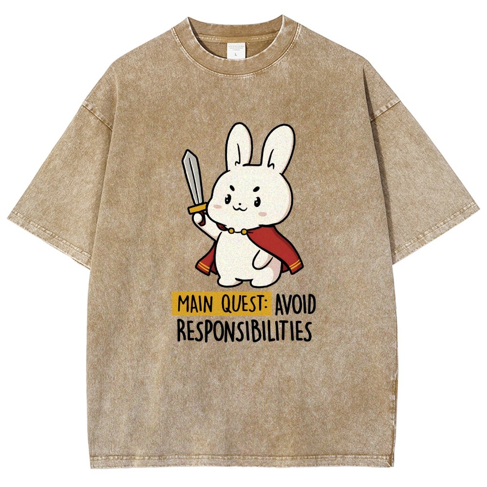 Main Quest Avoid Responsibilities Vintage Distressed T-shirt