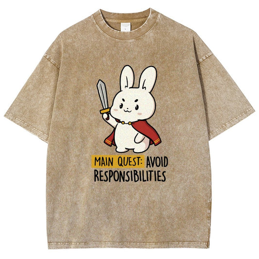 Main Quest Avoid Responsibilities Vintage Distressed T-shirt