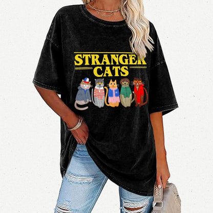 Stranger Cats Vintage Distressed T-shirt