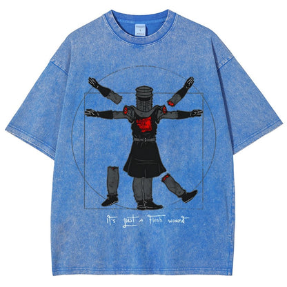 Vitruvian Man- Black Knight Vintage Distressed T-shirt