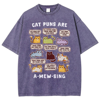 Cat Puns Are A-Mew-sing Vintage Distressed T-shirt