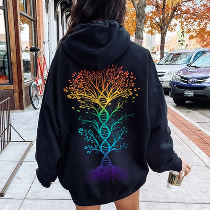 DNA Tree Of Life Science Printed Back Unisex Cotton Hoodie