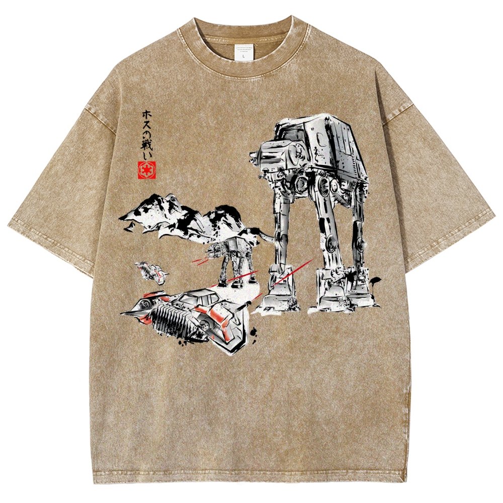 Battle In The Snow Sumi-E Vintage Distressed T-shirt
