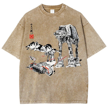 Battle In The Snow Sumi-E Vintage Distressed T-shirt
