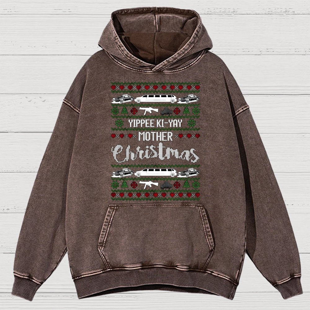 Yippee Ki-Yay Mother Christmas Ugly Vintage Distressed Hoodie