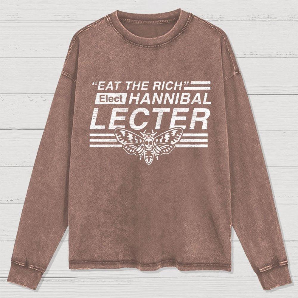 Eat The Rich Washed Long Sleeve Tee