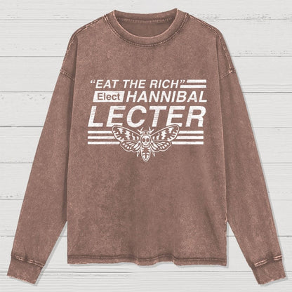 Eat The Rich Washed Long Sleeve Tee