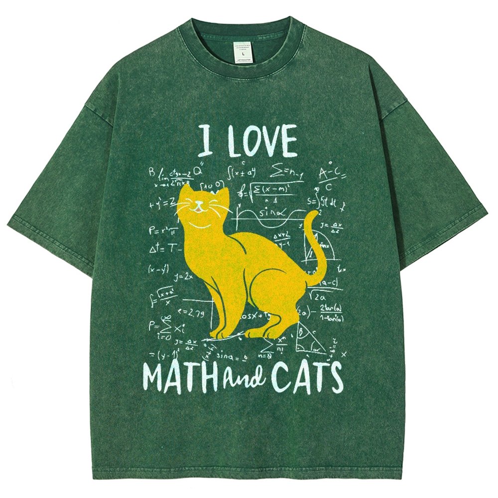 I Love Math And Cats Vintage Distressed T-shirt