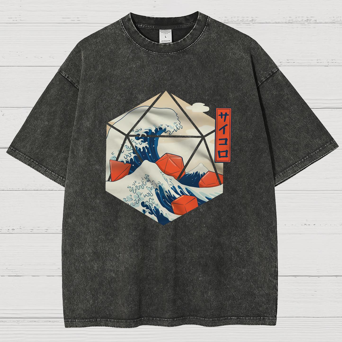 Great Wave of Dice Vintage Distressed T-shirt