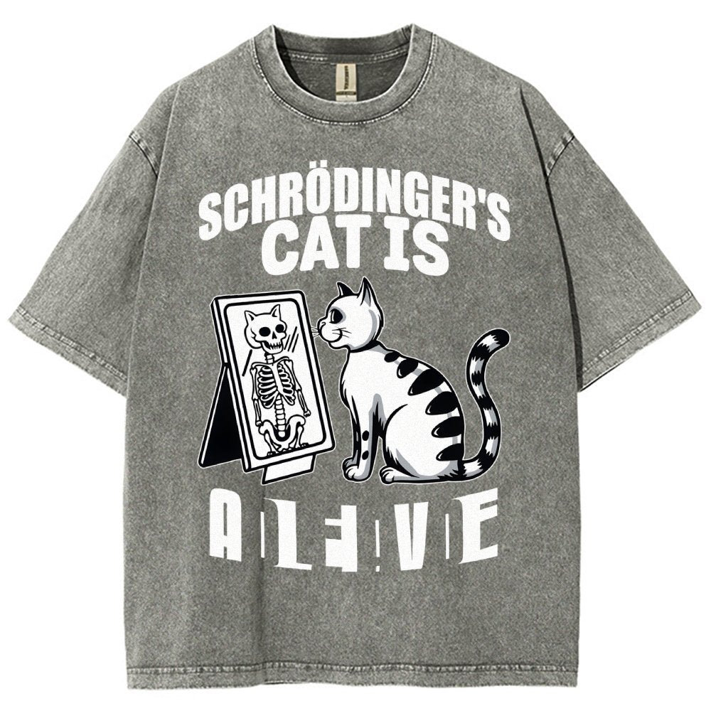 Schrödinger's Cat Dead And Alive Männer Vintage Distressed T-shirt