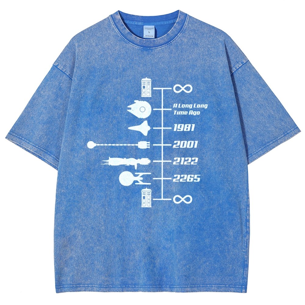 Sci-Fi Timeline Graphic  Classic Movie Spaceships  Nostalgic Space Travel Vintage Distressed T-shirt