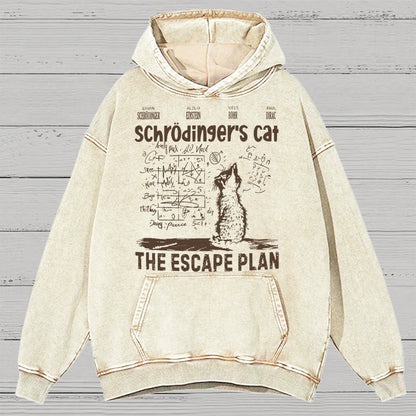 Schrodinger's Cat Escape Plan Interesting Physics Science Vintage Distressed Hoodie